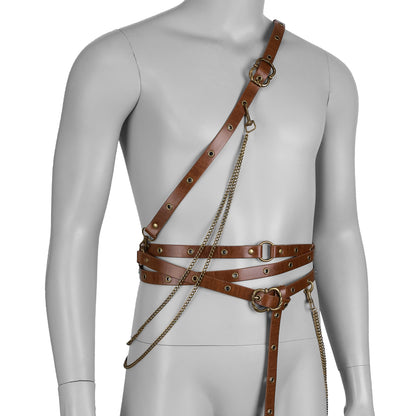 HiiFeuer Medieval DIY Faux Leather Metal Chain Belt