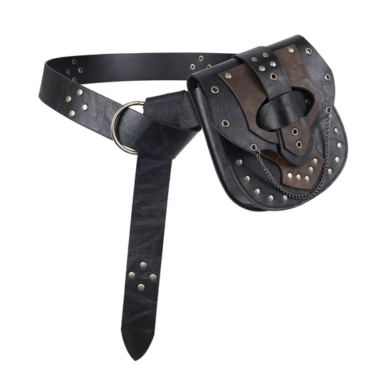 HiiFeuer Steampunk Studded Waist Pack Bag with Belt
