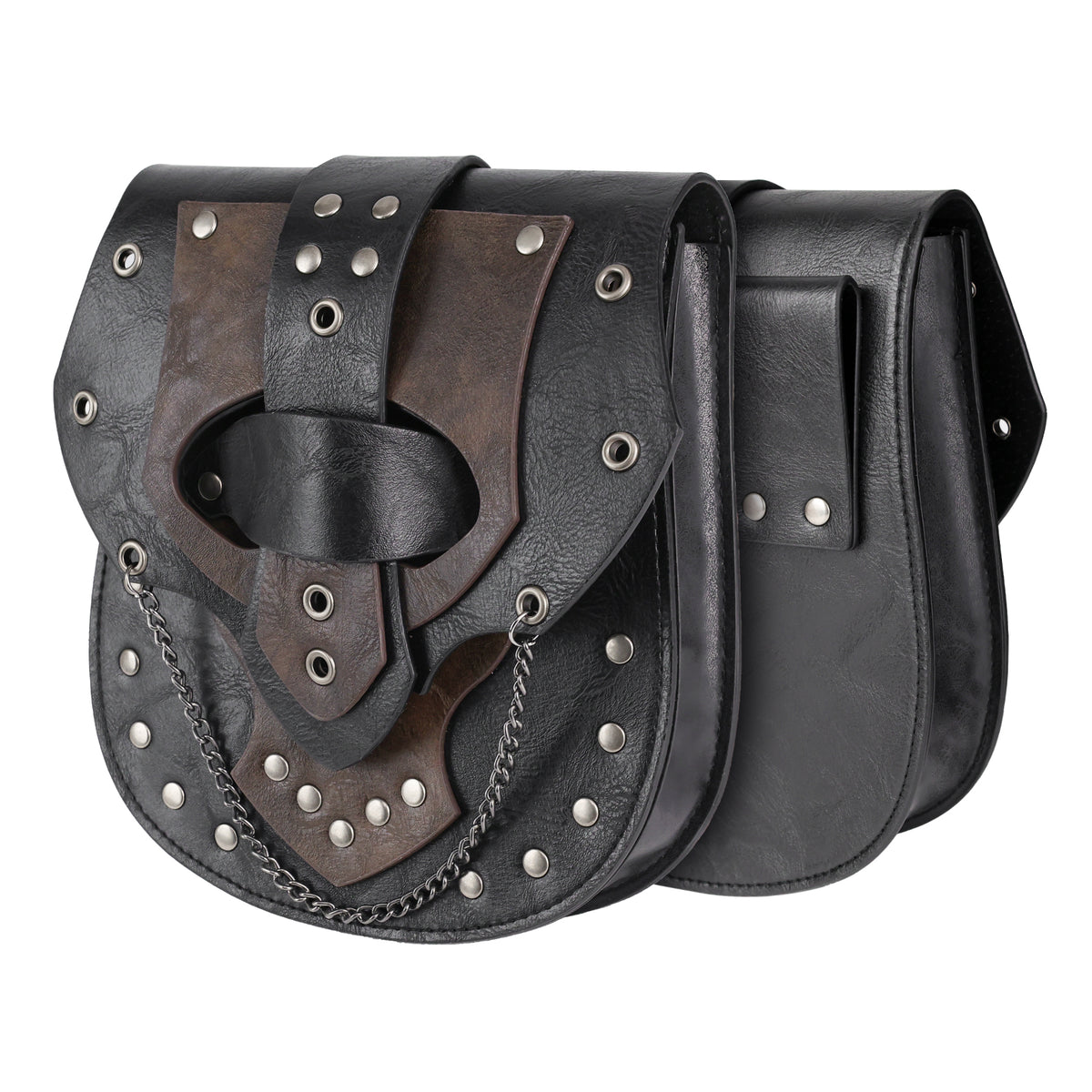 HiiFeuer Steampunk Studded Waist Pack Bag with Belt
