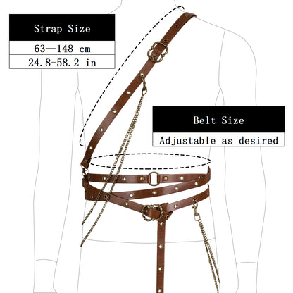 HiiFeuer Medieval DIY Faux Leather Metal Chain Belt