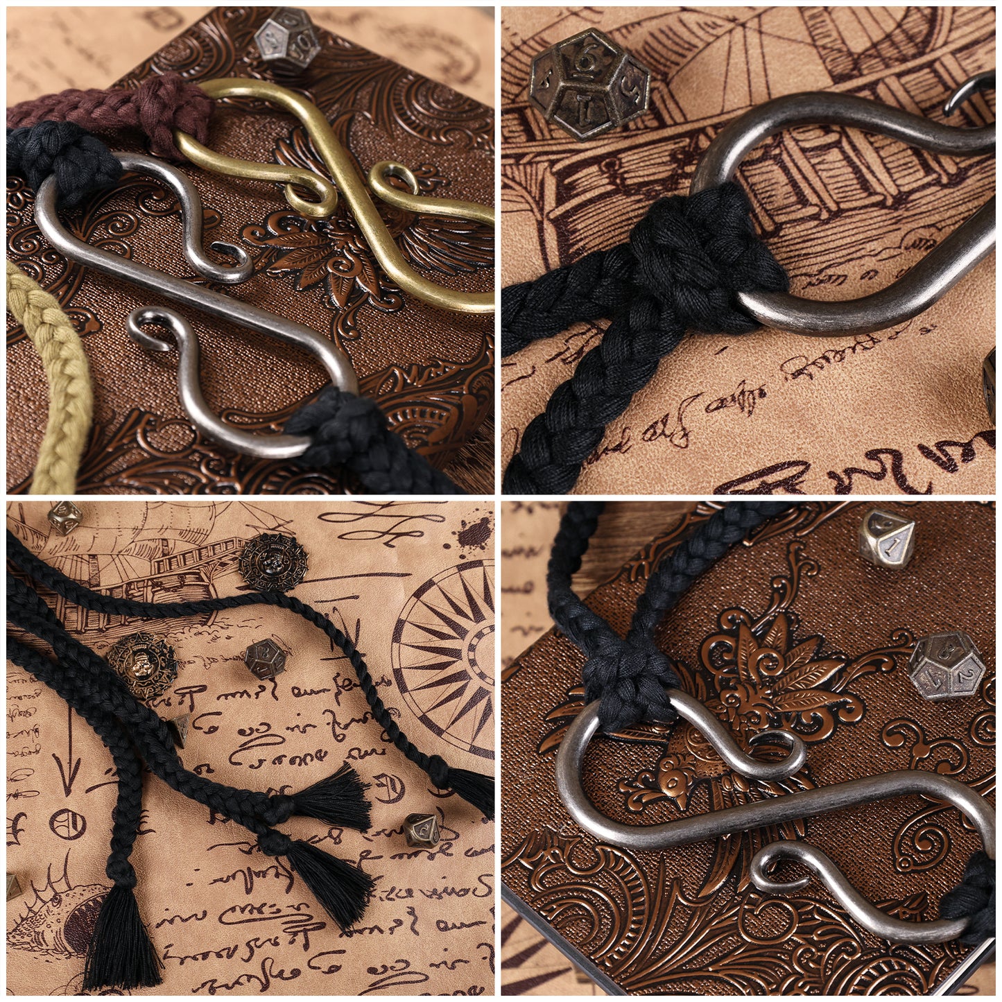 HiiFeuer Medieval Rope Belt with Metal Buckle