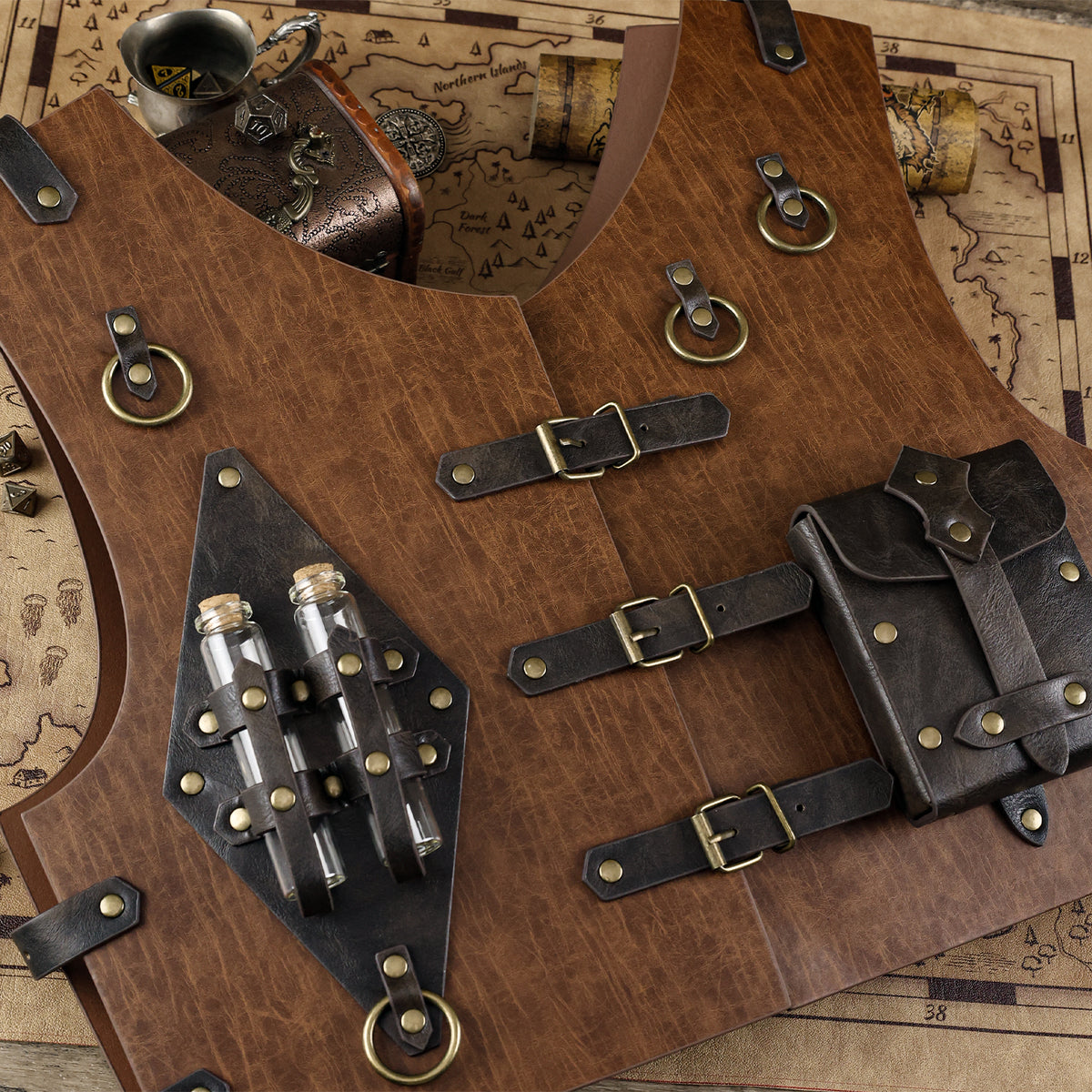 HiiFeuer Medieval Faux Leather Chest Armor