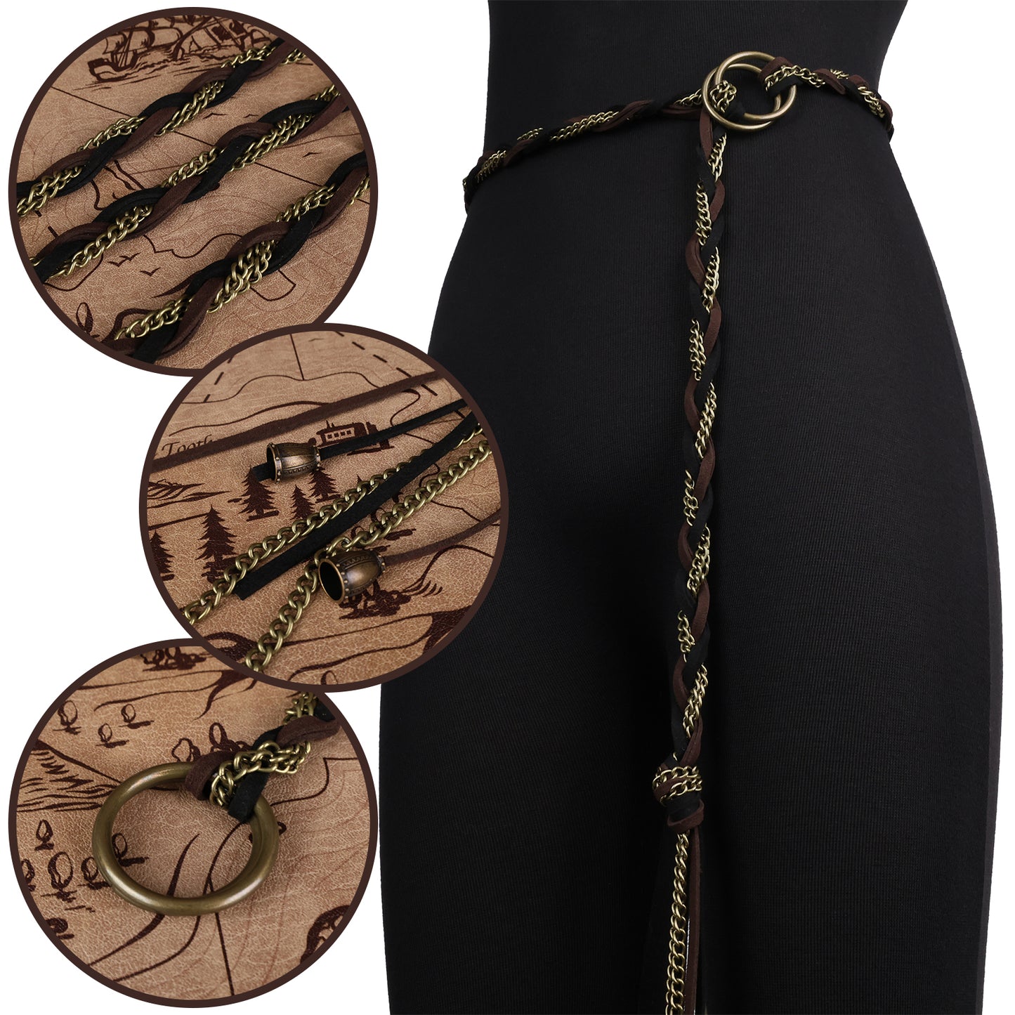 HiiFeuer Medieval Braided Chain Belt