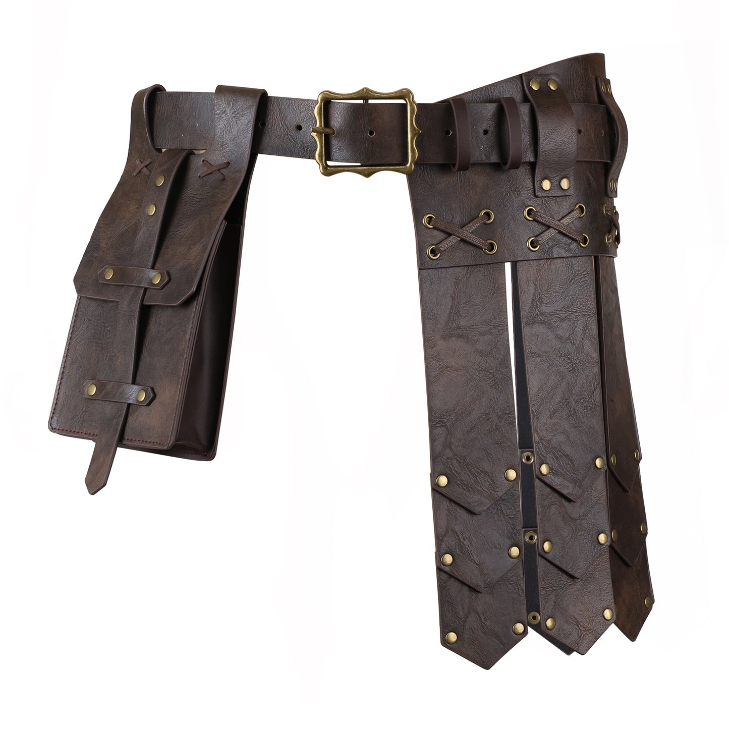 HiiFeuer Medieval Belt Knight Armor with Pouch Retro Faux Leather