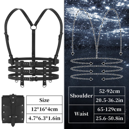 HiiFeuer 2PCs Punk Women Faux Leather Harness Waist Belt