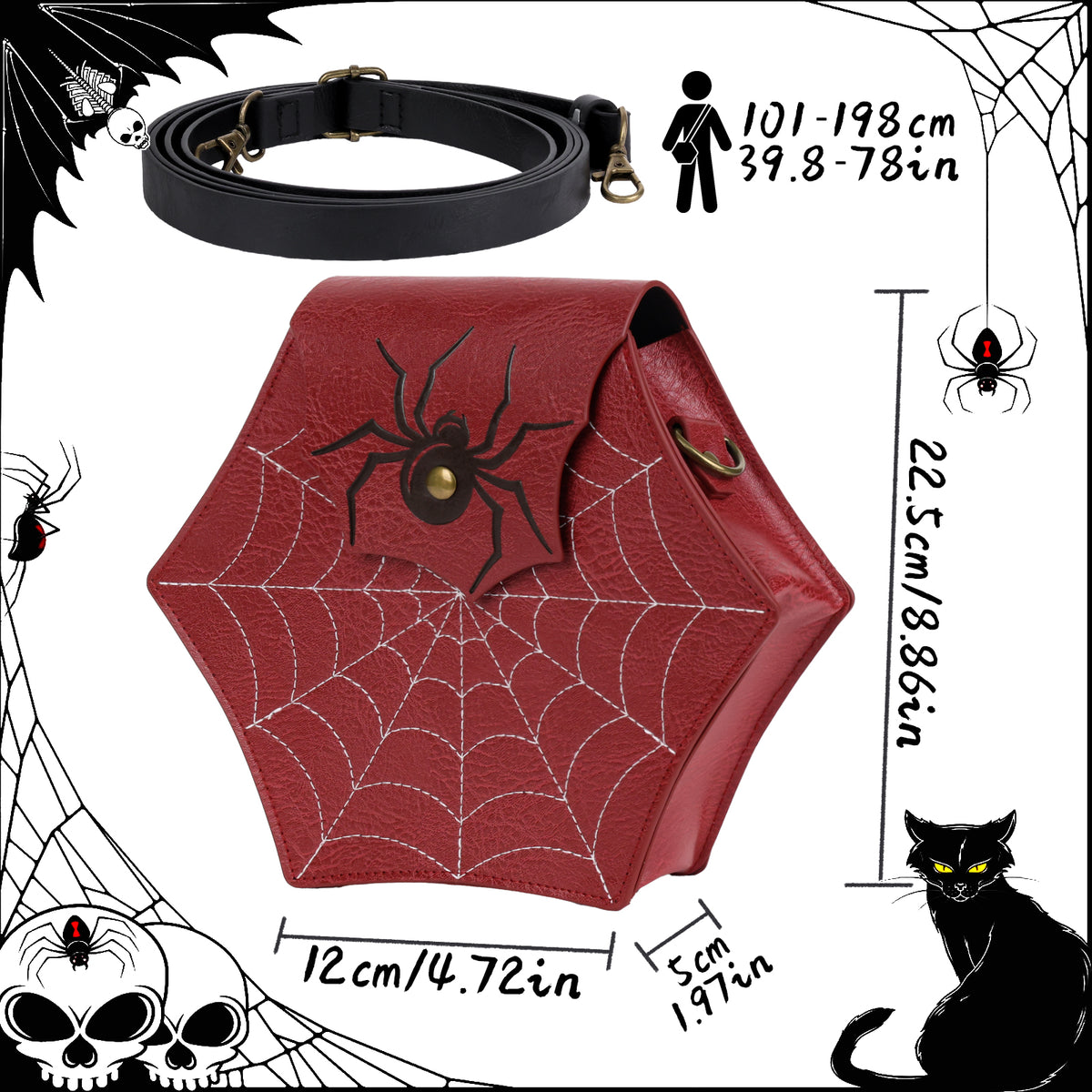 HiiFeuer Gothic Faux Leather Spider Web Purse