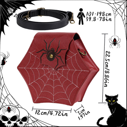 HiiFeuer Gothic Faux Leather Spider Web Purse