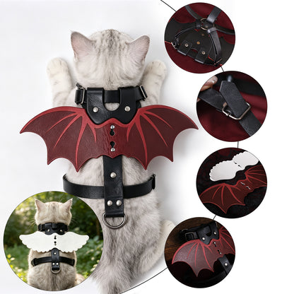 HiiFeuer Faux Leather Angel Devil Red White Wing for Cat Dog