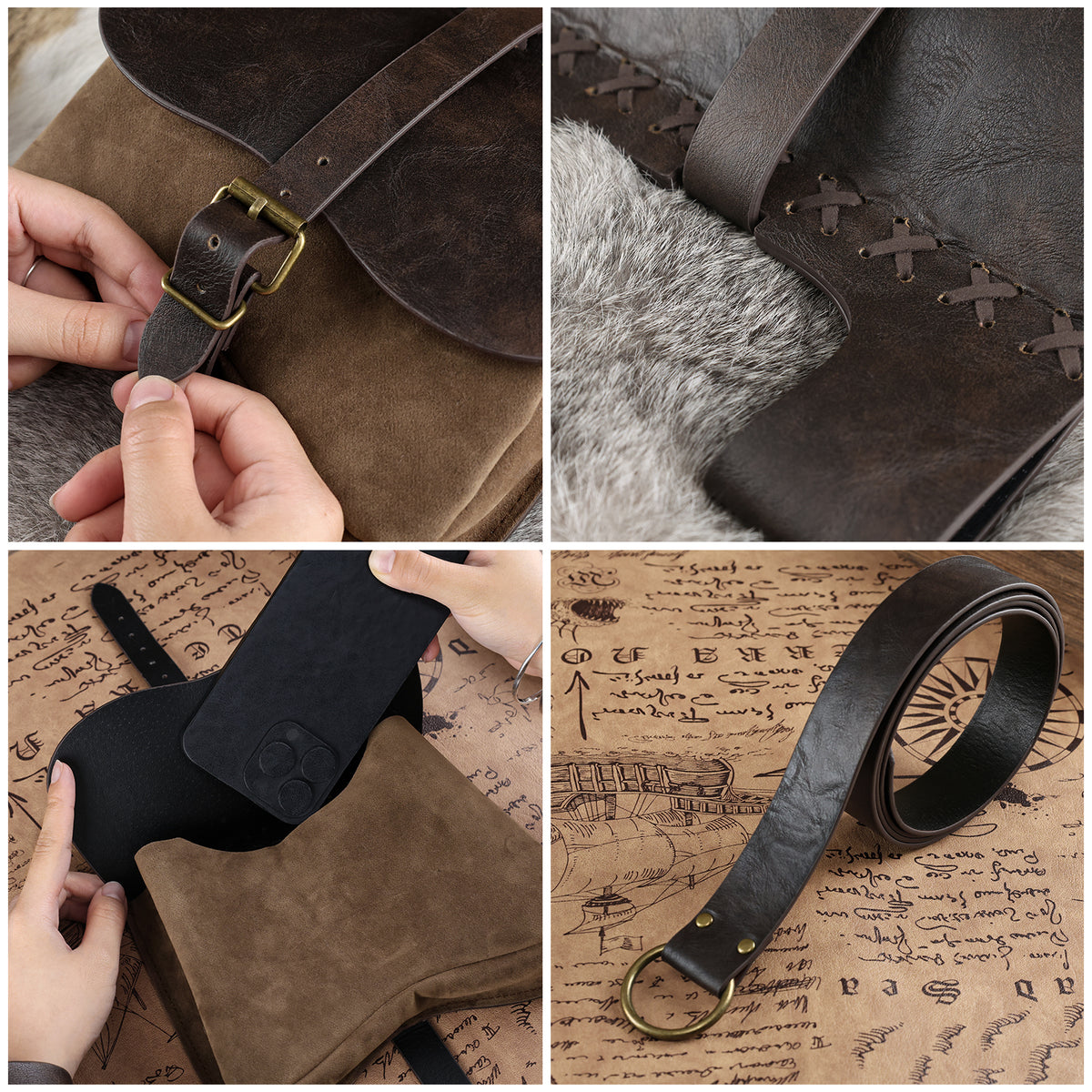 HiiFeuer 2PCs Medieval Belt Bag Set