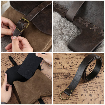 HiiFeuer 2PCs Medieval Belt Bag Set