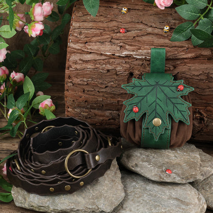 HiiFeuer Medieval Belt Renaissance Leaf Purse