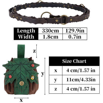 HiiFeuer Medieval Belt Renaissance Leaf Purse