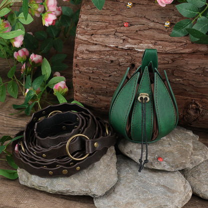 HiiFeuer Medieval Belt Renaissance Leaf Purse