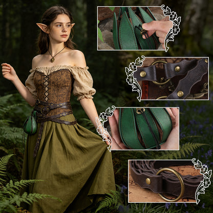 HiiFeuer Medieval Belt Renaissance Leaf Purse