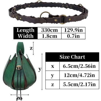 HiiFeuer Medieval Belt Renaissance Leaf Purse