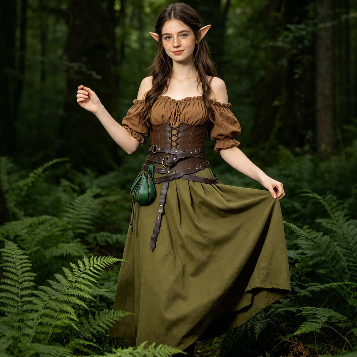 HiiFeuer Medieval Belt Renaissance Leaf Purse