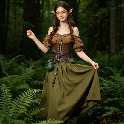 HiiFeuer Medieval Belt Renaissance Leaf Purse