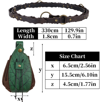 HiiFeuer Medieval Belt Renaissance Leaf Purse