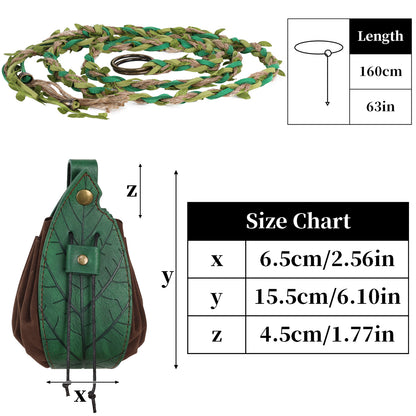 HiiFeuer Medieval Belt Renaissance Leaf Purse