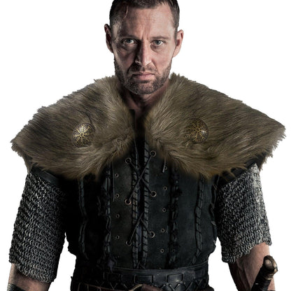 HiiFeuer Viking Artificial Fur Shawl Barbarian Fur Collar, Cosplay Wrap Medieval Costume Cloak, Retro Cape for LARP
