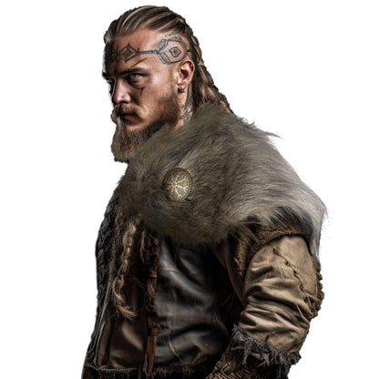 HiiFeuer Viking Artificial Fur Shawl Barbarian Fur Collar, Cosplay Wrap Medieval Costume Cloak, Retro Cape for LARP