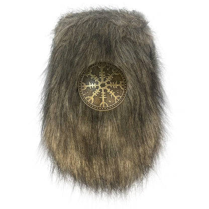 HiiFeuer Viking Faux Fur Belt Bag Nordic Badge Belt Pouch Fuzzy Portable Drawstring Purse Medieval Cosplay Side Pack Dice Bag