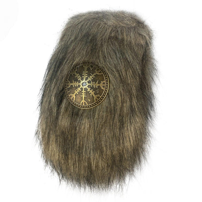HiiFeuer Viking Faux Fur Belt Bag Nordic Badge Belt Pouch Fuzzy Portable Drawstring Purse Medieval Cosplay Side Pack Dice Bag