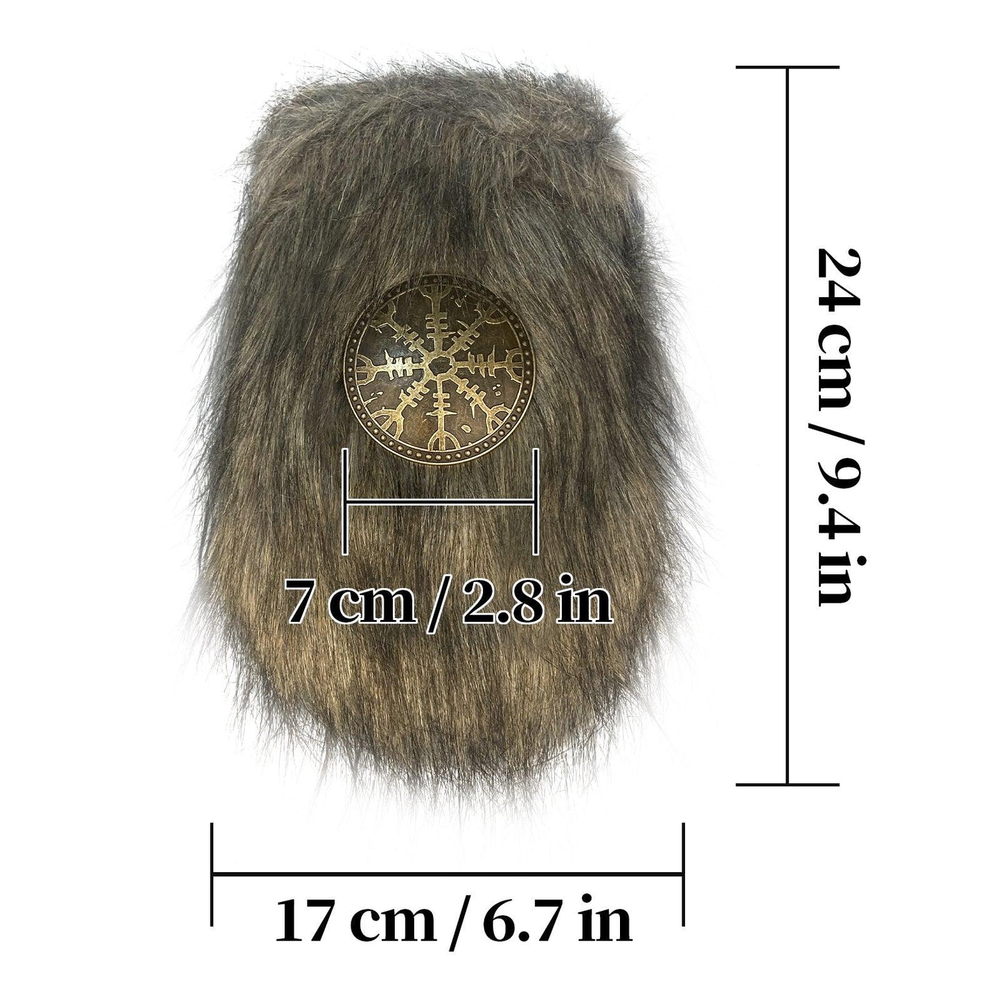 HiiFeuer Viking Faux Fur Belt Bag Nordic Badge Belt Pouch Fuzzy Portable Drawstring Purse Medieval Cosplay Side Pack Dice Bag