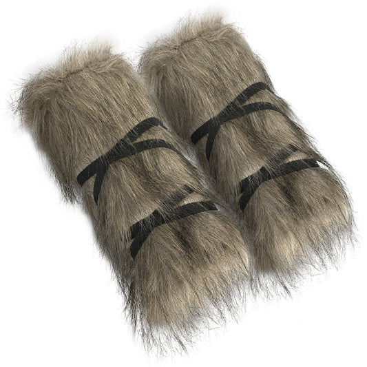 HiiFeuer Viking Artificial Fur Barbarian Arm Wraps, Medieval Vintage Fuzzy Bracers Arm Guards, Nordic Cuff Warmers Wrist Band