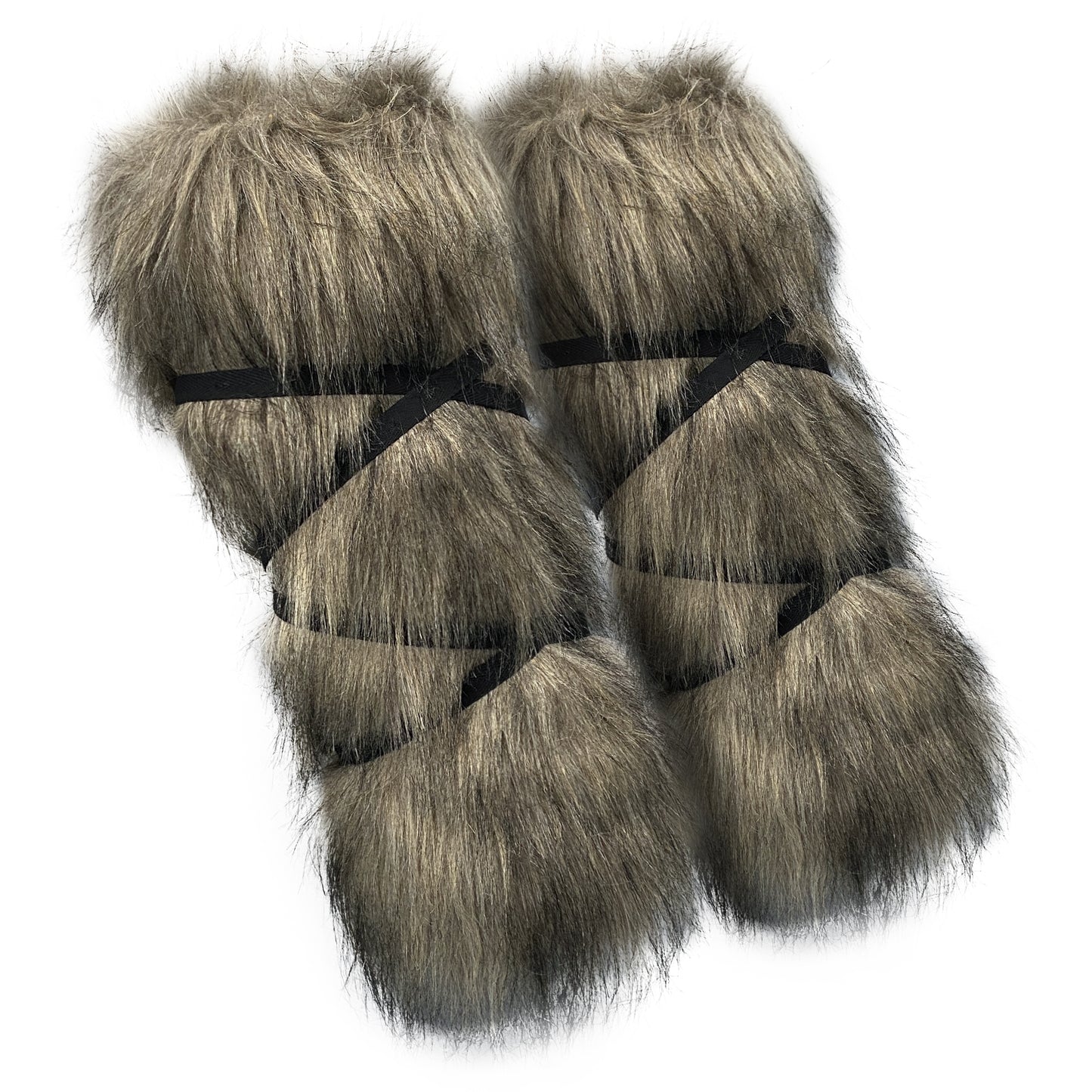 HiiFeuer Viking Artificial Fur Barbarian Leg Warmers Wrap, Medieval Fuzzy Leg Gaiters, Warrior Shin Guards Vintage Leg Armor