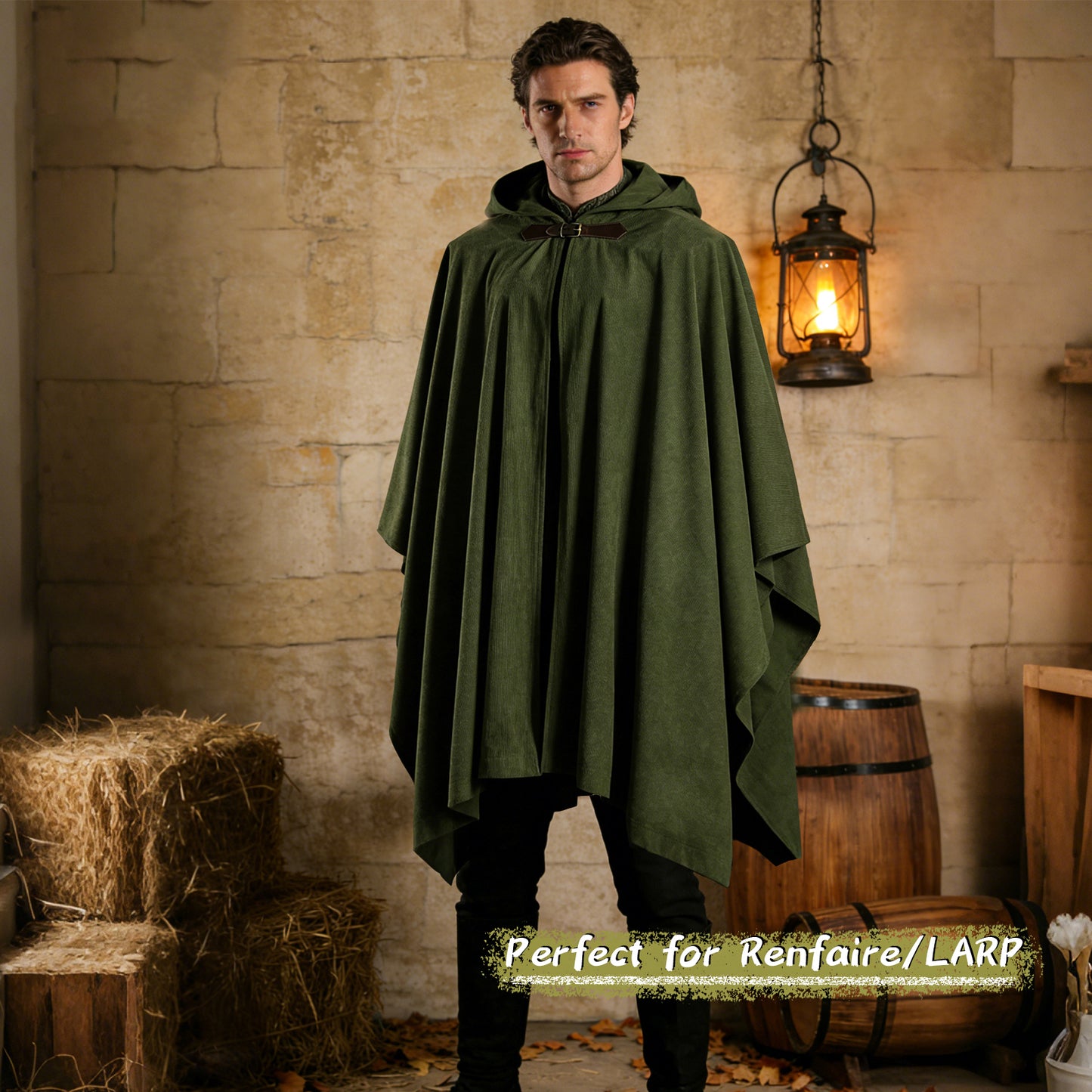 Medieval Corduroy Hooded Cloak