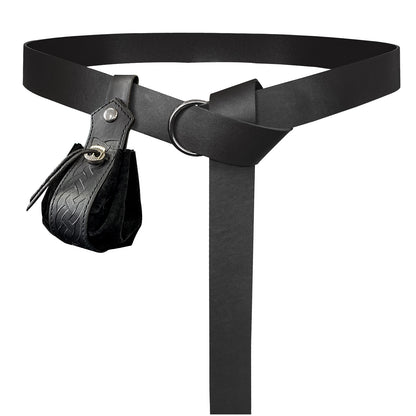 HiiFeuer Medieval O Ring Belt with Portable Drawstring Pouch, Retro Renaissance Faux Leather Belt and Purse Set for Ren Faire