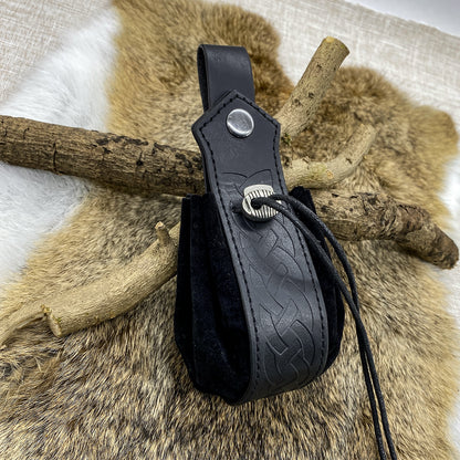 HiiFeuer Medieval O Ring Belt with Portable Drawstring Pouch, Retro Renaissance Faux Leather Belt and Purse Set for Ren Faire