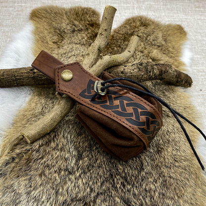 HiiFeuer Medieval O Ring Belt with Portable Drawstring Pouch, Retro Renaissance Faux Leather Belt and Purse Set for Ren Faire