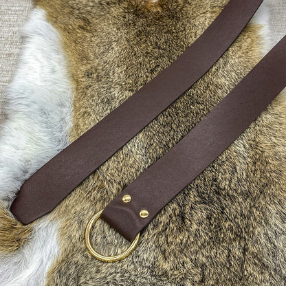 HiiFeuer Medieval Embossed O Ring Belt with Nordic Embossed Belt Bag, Vintage Faux Leather Belt and Belt Pouch Set for LARP
