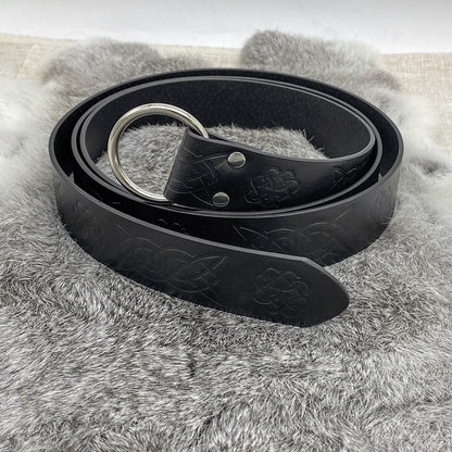 HiiFeuer Medieval O Ring Belt with Portable Drawstring Pouch, Retro Renaissance Faux Leather Belt and Purse Set for Ren Faire