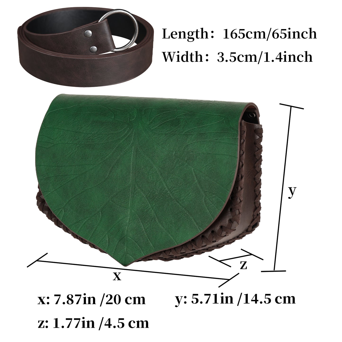 Medieval Leaf Belt Bag with Belt