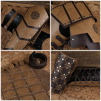 6 PCs Medieval Faux Leather Armor Set for Kids