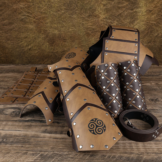 6 PCs Medieval Faux Leather Armor Set for Kids