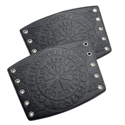 HiiFeuer Viking Vegvisir Embossed Leather Arm Armor 3 Colors LARP Gauntlet Leather Armor Bracer