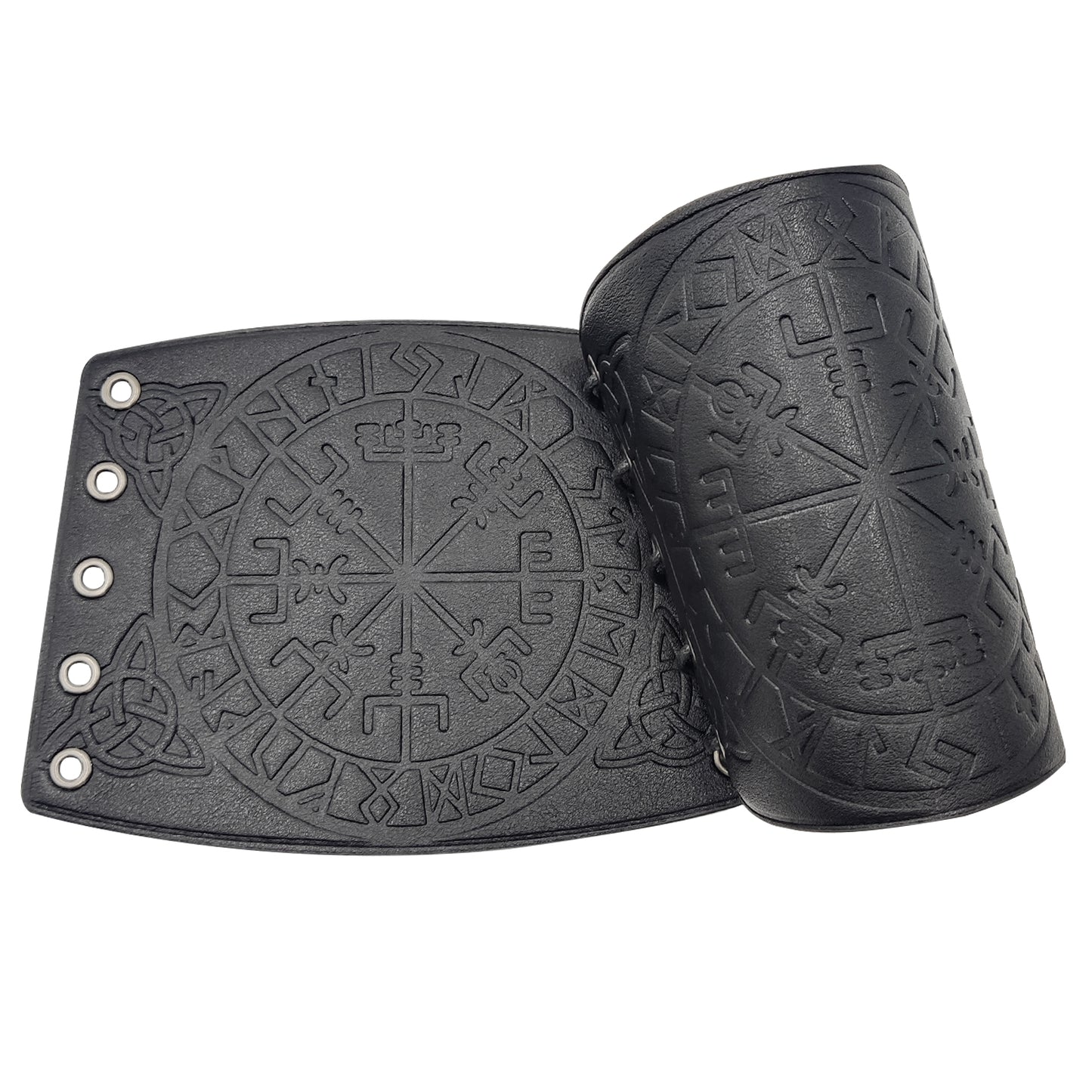 HiiFeuer Viking Vegvisir Embossed Leather Arm Armor 3 Colors LARP Gauntlet Leather Armor Bracer