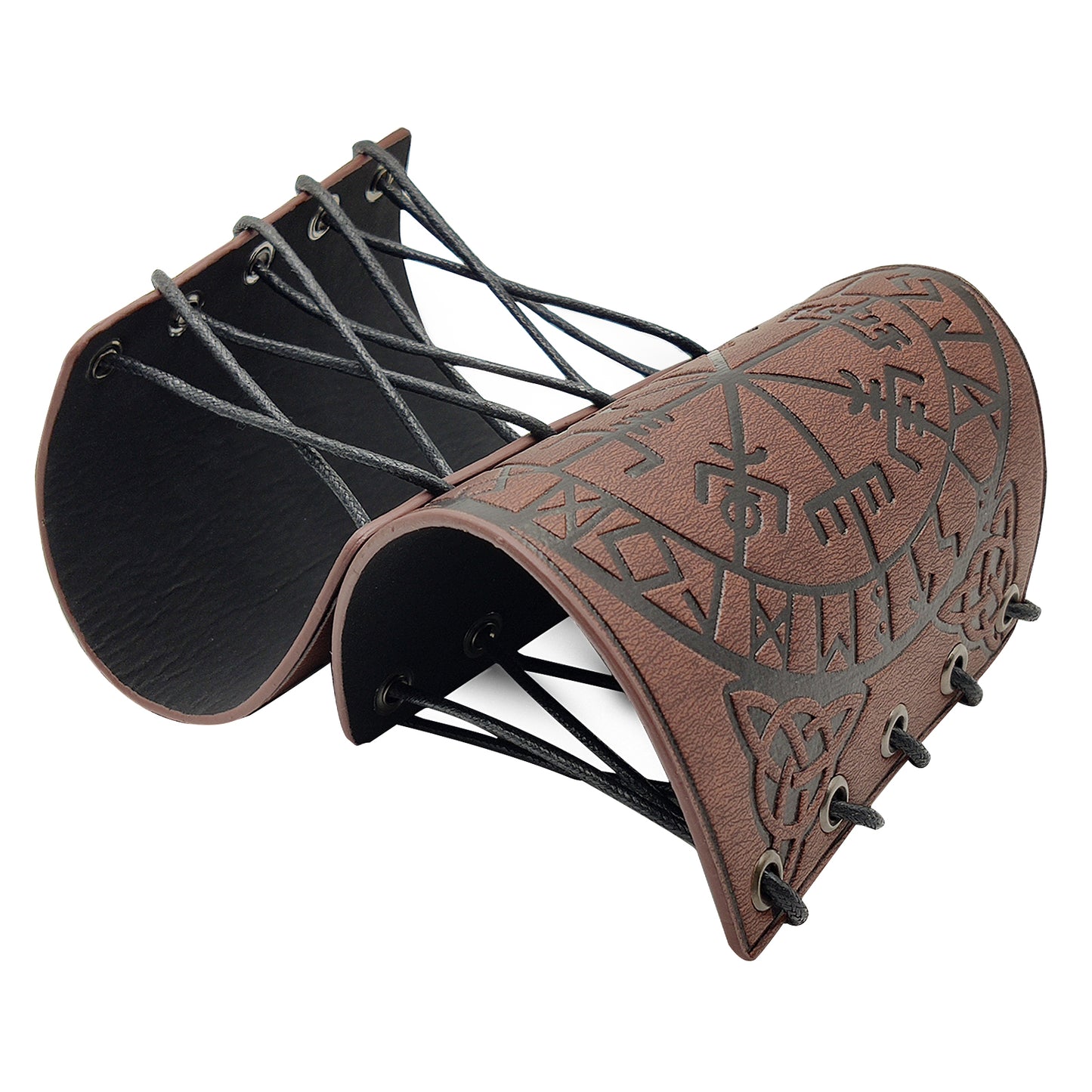 HiiFeuer Viking Vegvisir Embossed Leather Arm Armor 3 Colors LARP Gauntlet Leather Armor Bracer