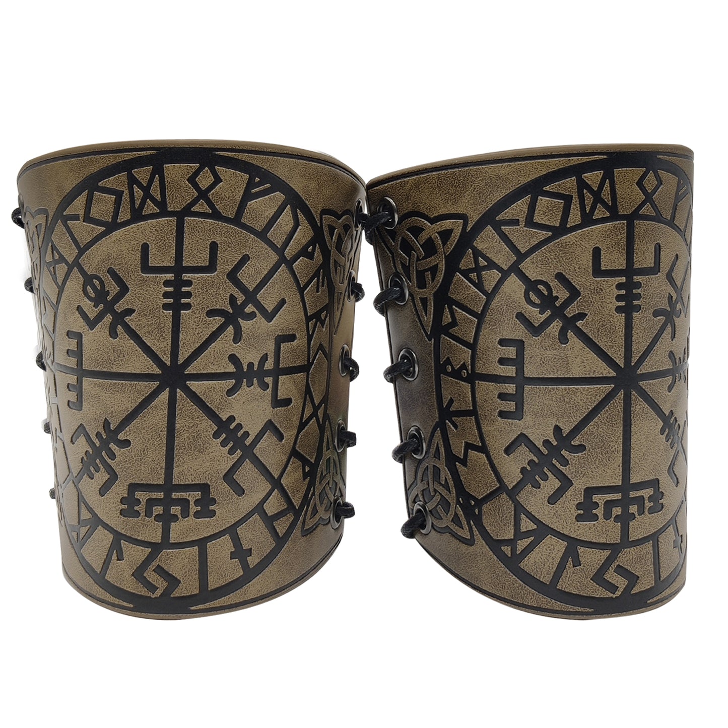 HiiFeuer Viking Vegvisir Embossed Leather Arm Armor 3 Colors LARP Gauntlet Leather Armor Bracer