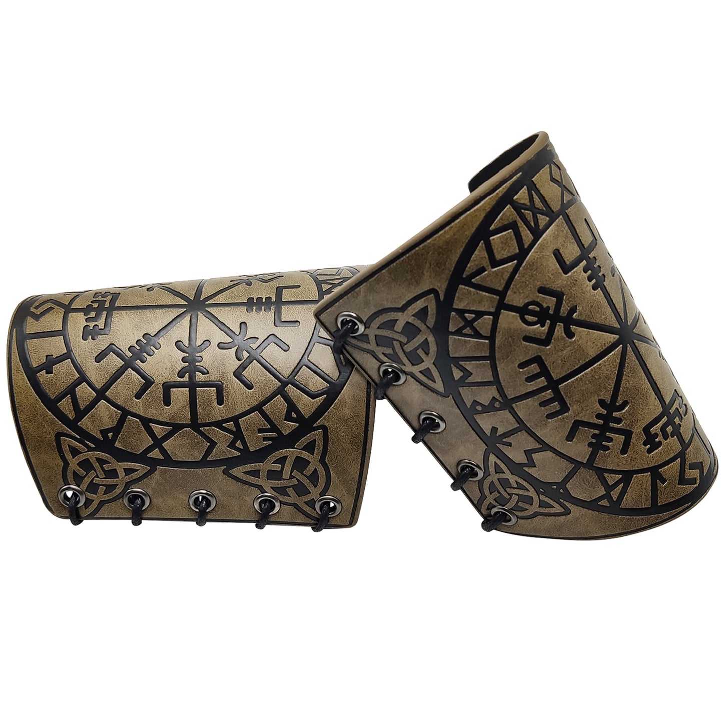 HiiFeuer Viking Vegvisir Embossed Leather Arm Armor 3 Colors LARP Gauntlet Leather Armor Bracer