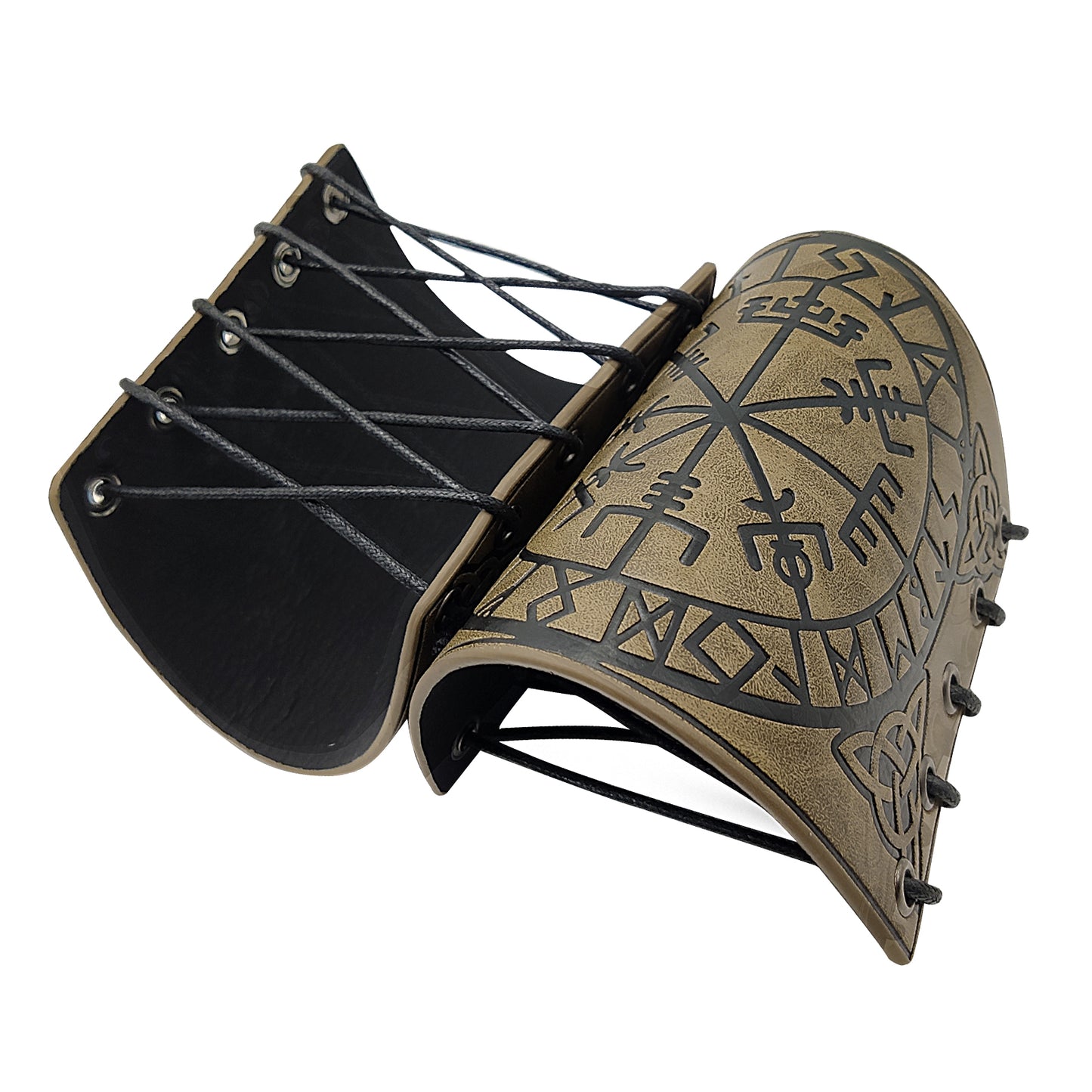 HiiFeuer Viking Vegvisir Embossed Leather Arm Armor 3 Colors LARP Gauntlet Leather Armor Bracer