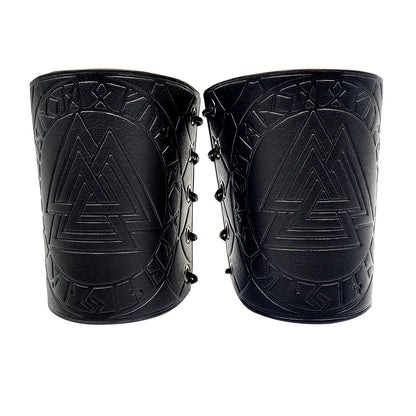 HiiFeuer Viking Arm Bracer, Embossed Norse Symbol Faux Leather Arm Armor, Medieval Faux Leather Arm Wristband for LARP