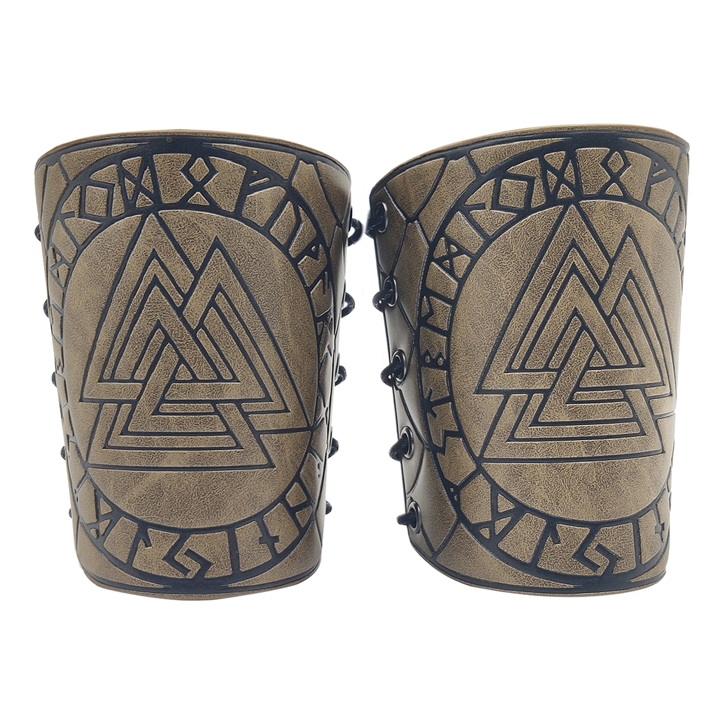 HiiFeuer Viking Arm Bracer, Embossed Norse Symbol Faux Leather Arm Armor, Medieval Faux Leather Arm Wristband for LARP