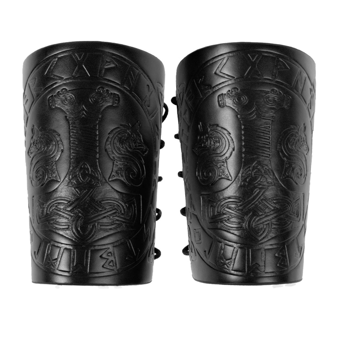 HiiFeuer Viking Arm Bracer, Embossed Norse Symbol Faux Leather Arm Armor, Medieval Faux Leather Arm Wristband for LARP