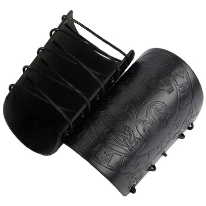 HiiFeuer Viking Arm Bracer, Embossed Norse Symbol Faux Leather Arm Armor, Medieval Faux Leather Arm Wristband for LARP