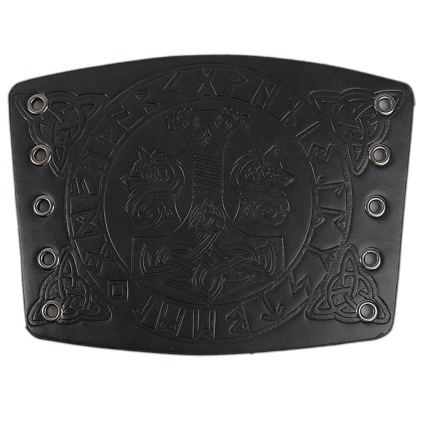 HiiFeuer Viking Arm Bracer, Embossed Norse Symbol Faux Leather Arm Armor, Medieval Faux Leather Arm Wristband for LARP